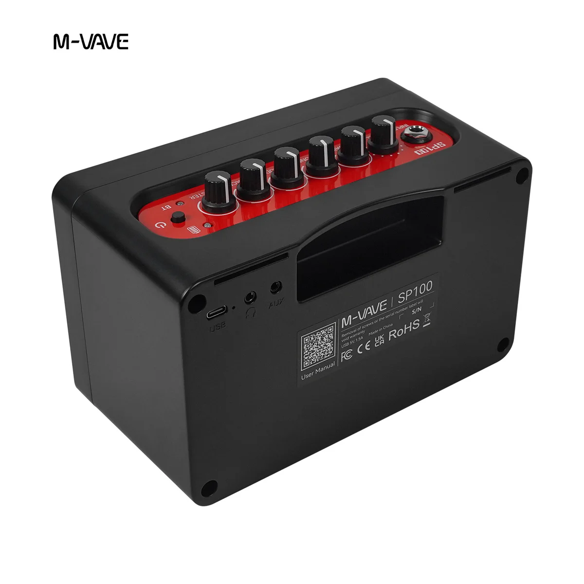 M-VAVE SP100 مضخم صوت الجيتار/الجهير المحمول: 9 أصوات، 16 FX، بلوتوث لاسلكي، بطارية قابلة للشحن