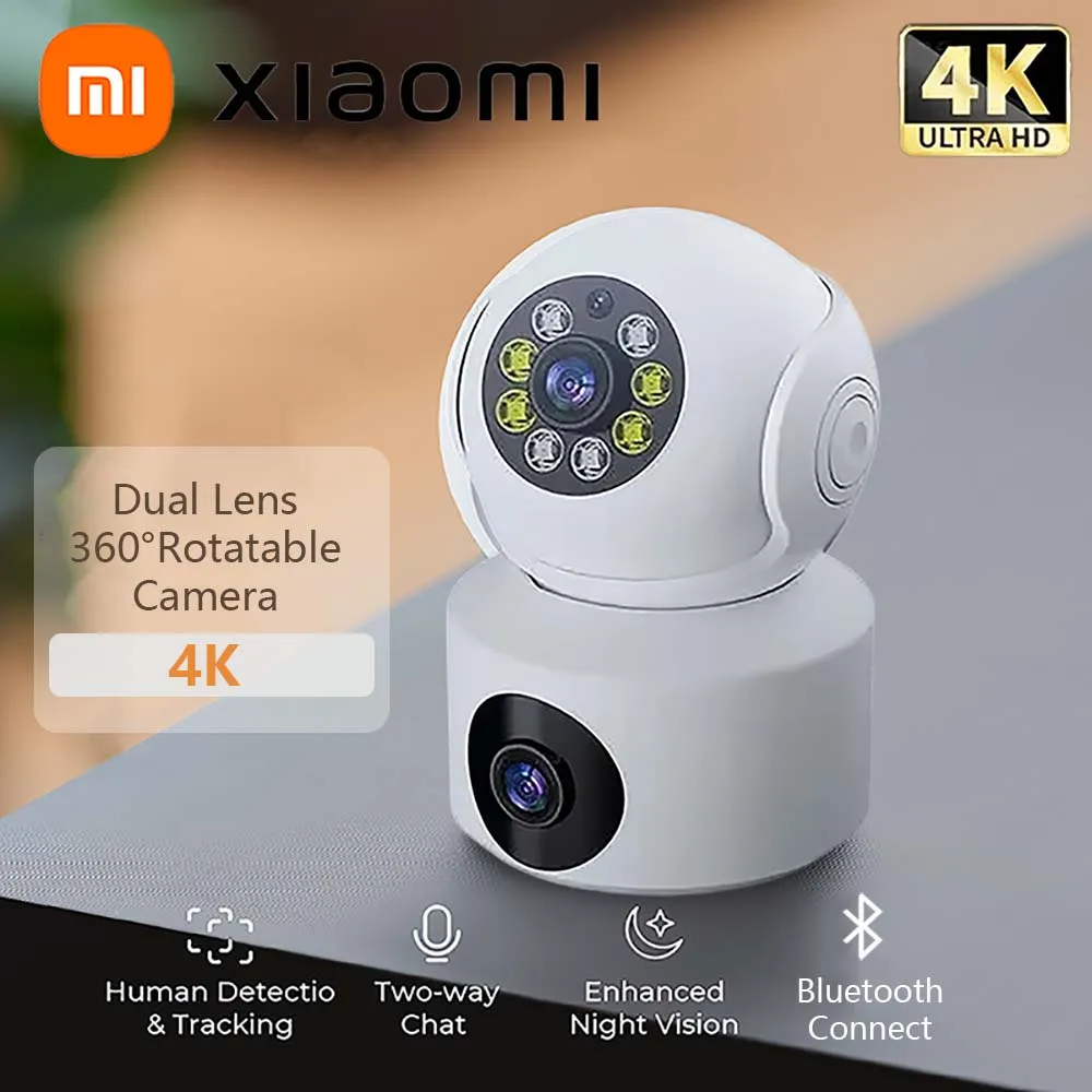 Xiaomi Lente Doble 360 ° Cámara giratoria 4K WiFi vigilancia seguimiento automático Audio bidireccional Monitor de visión nocturna Smart Home Mini 