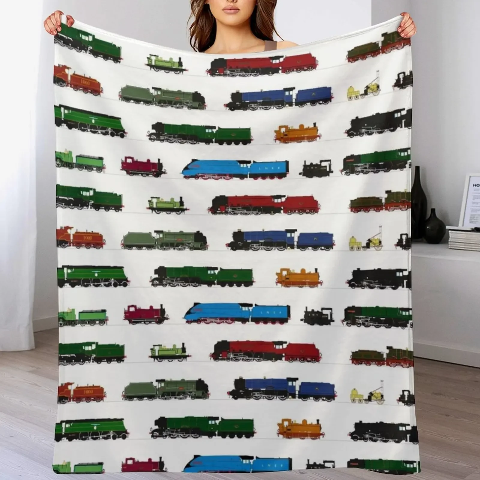 Iconic British Steam Trains Throw Blanket Reusable Durable Soft Blanket for All Seasons