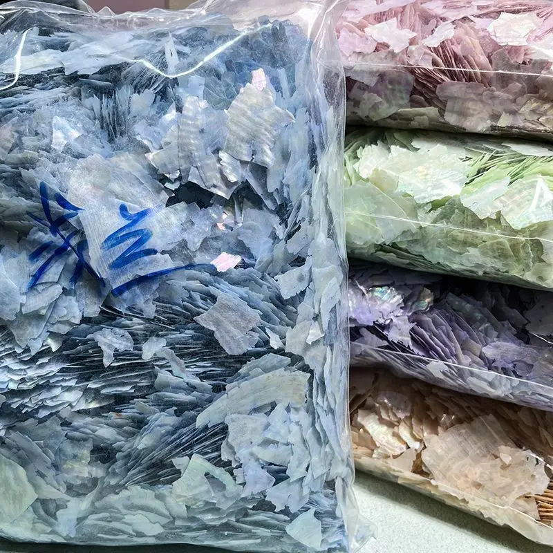 100g/パック ボハイ湾アワビネイルジェム - 虹色マーメイドマニキュア用の超薄型天然シェルフラグメント