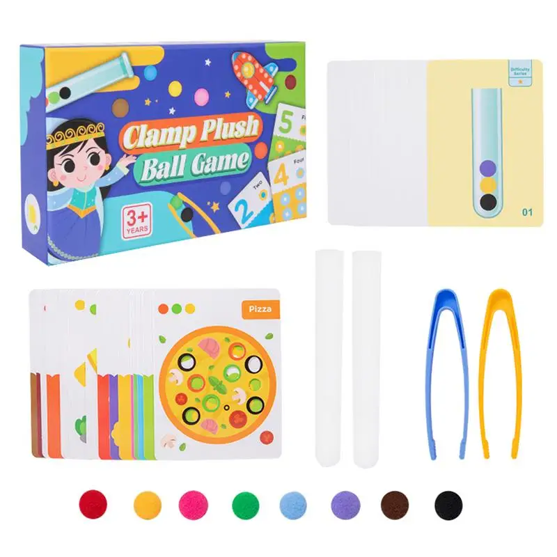 Children's Fine Motor Skill Matching Game Learning Counting Toy Colorful Plush Ball Sorting Games Montessori Early Education Toy