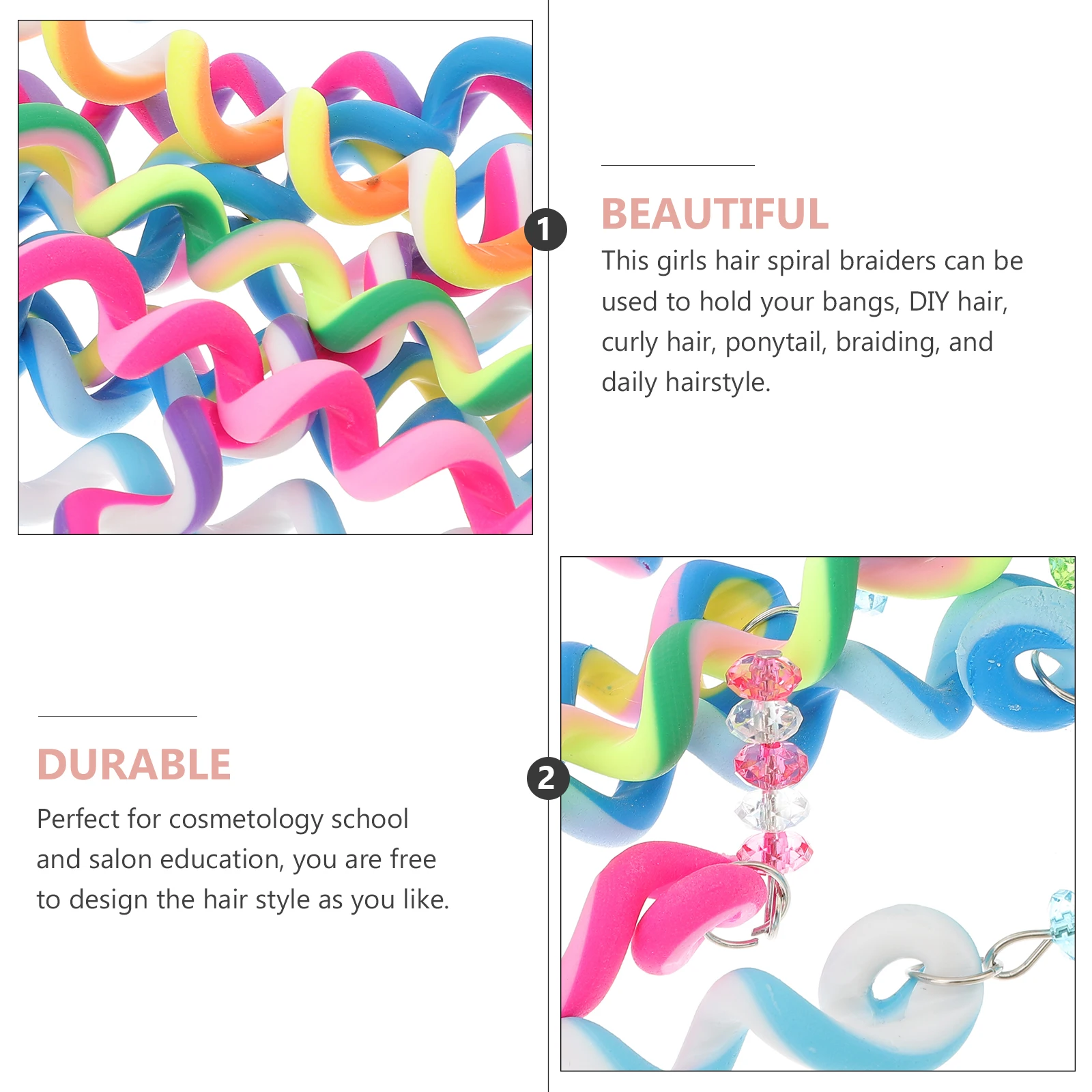 

12pcs Hair Braid Holder for Girls DIY Spiral Hoop Plastic Braiding Tool Bright Color Hairstyling Accessory Headdress