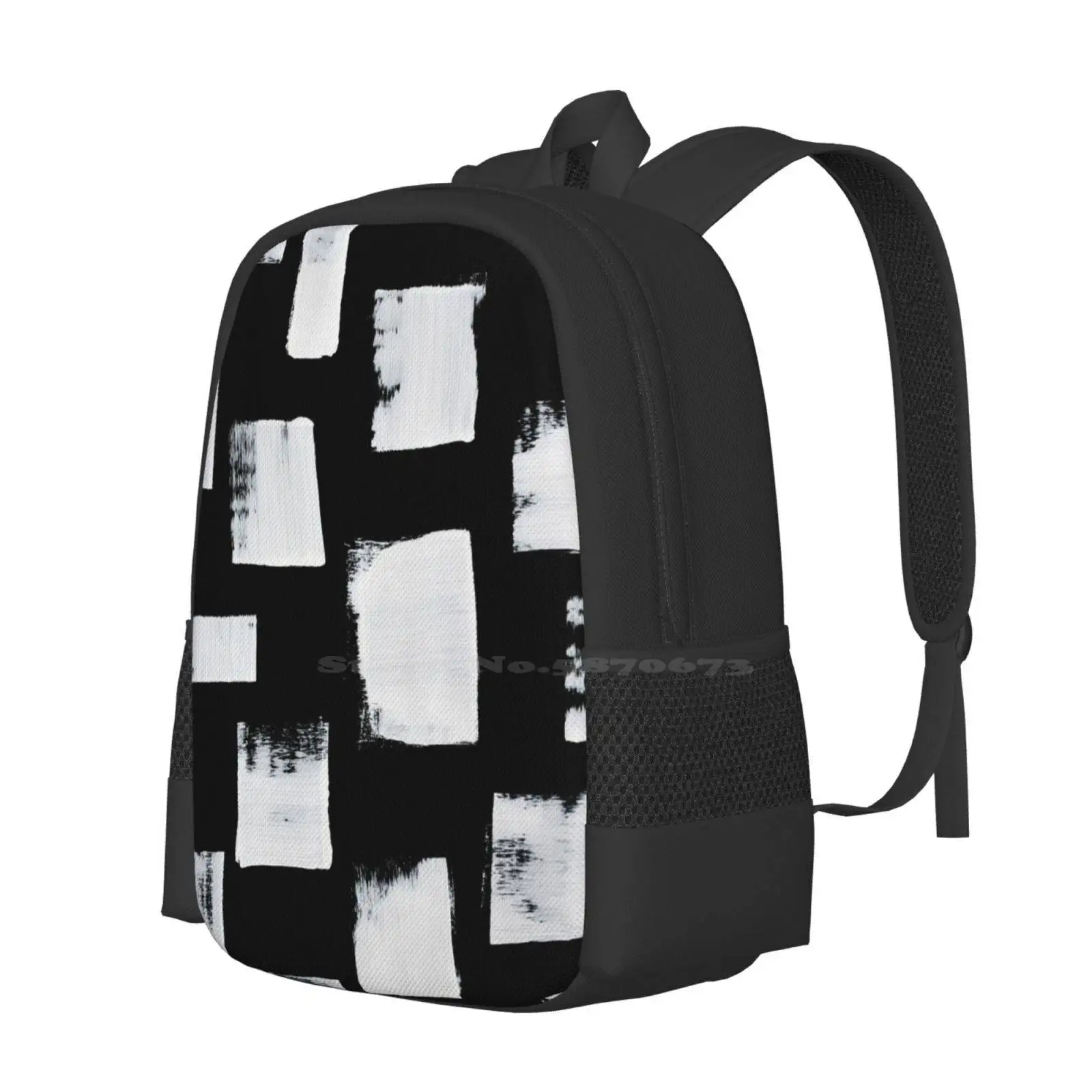 Marshmallows: A Minimal Abstract Black And White Square Mudcloth Pattern By Alyssa Hamilton Art Hot Sale Schoolbag Backpack