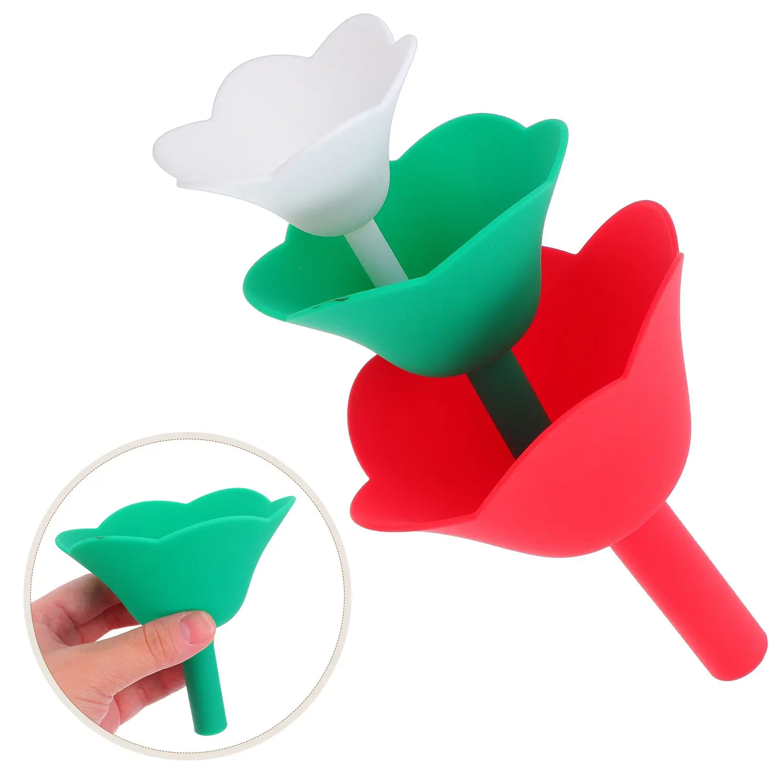 3 Pcs Oil Funnel Silicone Flower Shape Kitchen Tool for Liquid Transfer Spillproof Grade