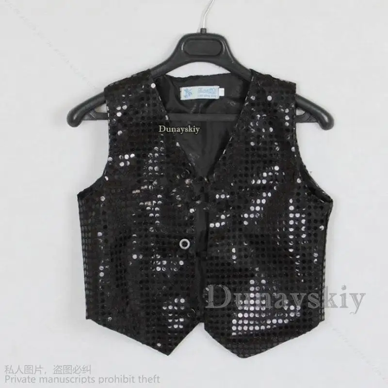 

Hip-hop Jazz Street Dance Vest Kid Boys Girls Shiny anime Waistcoat Kids Children cosplay Jazz Christmas Party Stage Performance