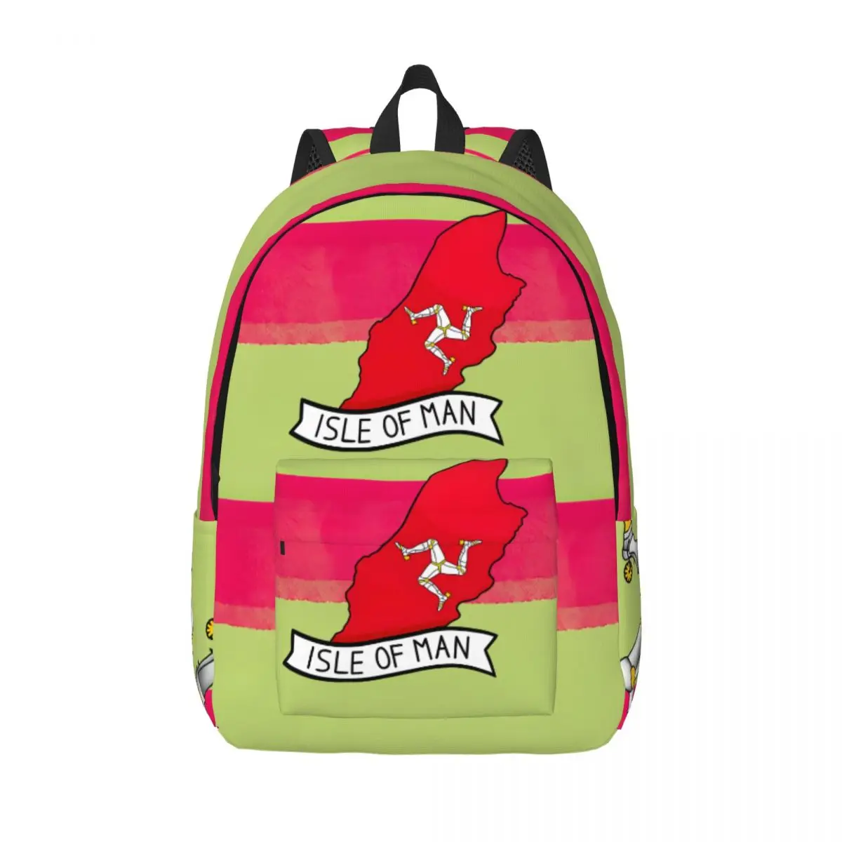 Logo College Bag I-Isle Of Man For Kid Adjustable Strap For Work Office For Gifts Retro Washable Rucksack