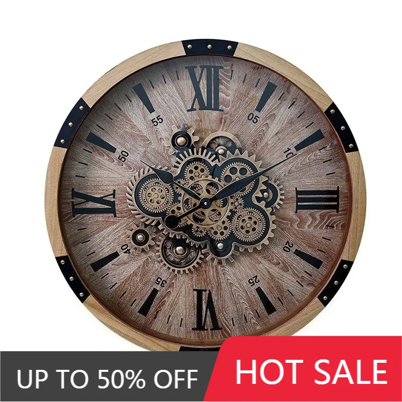 Vintage Wall Clock Wooden Luxury Wall Watches Living Room Decoration Clocks Large Bedroom Watch Elegant Aesthetic Home Decor