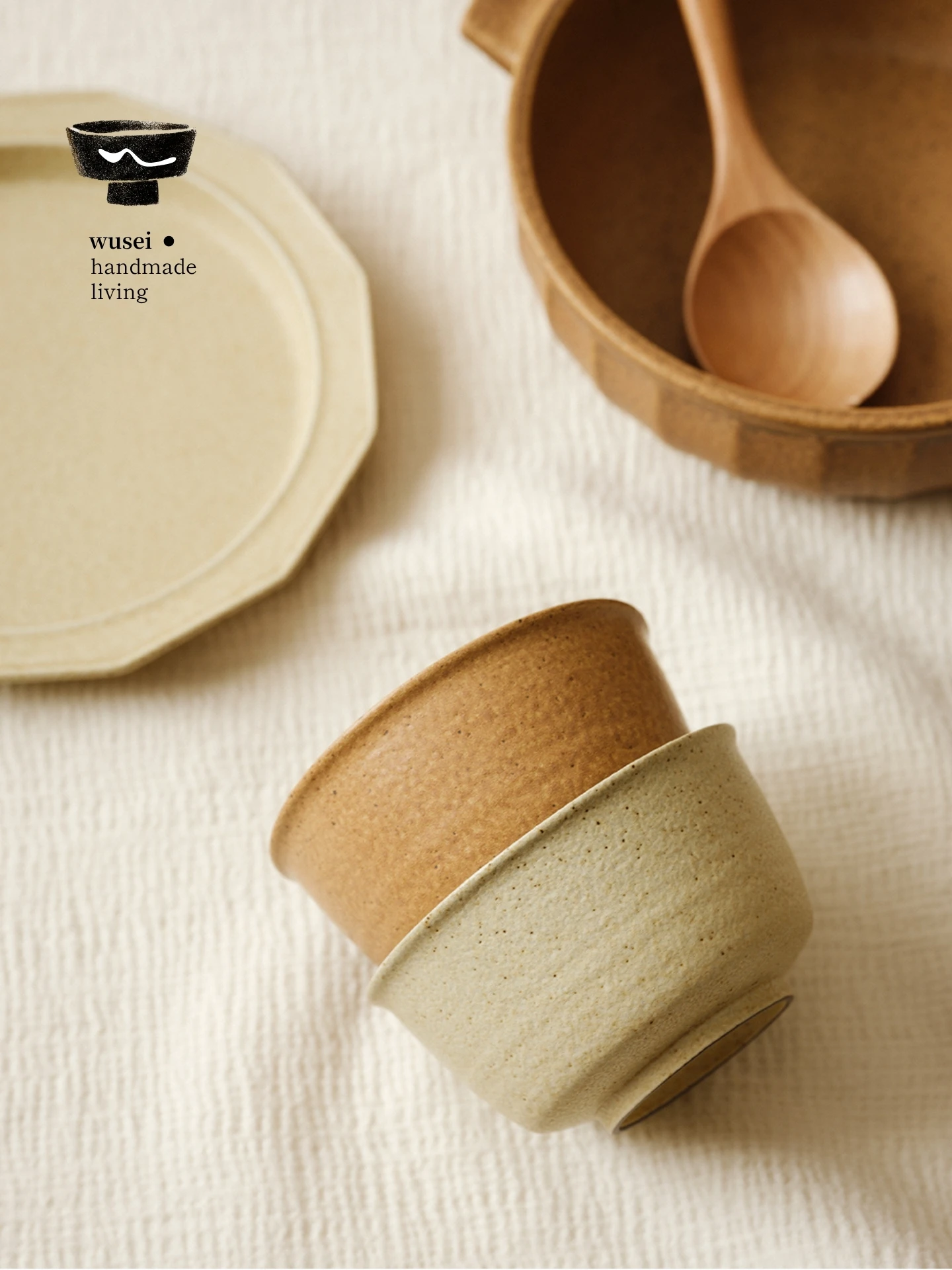 

Wusei Simple Chinese Style Thick Earthenware Rice Bowl Caramel Oatmeal Bowl Retro High-End Restaurant Home Use Bowl