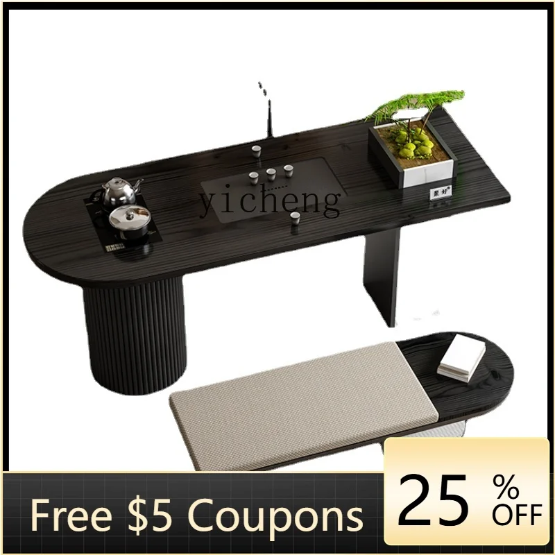 ZZf Balcony Solid Wood Table-Chair Set Quiet Style Simple Office Visitor Creative Kung Fu Tea Table