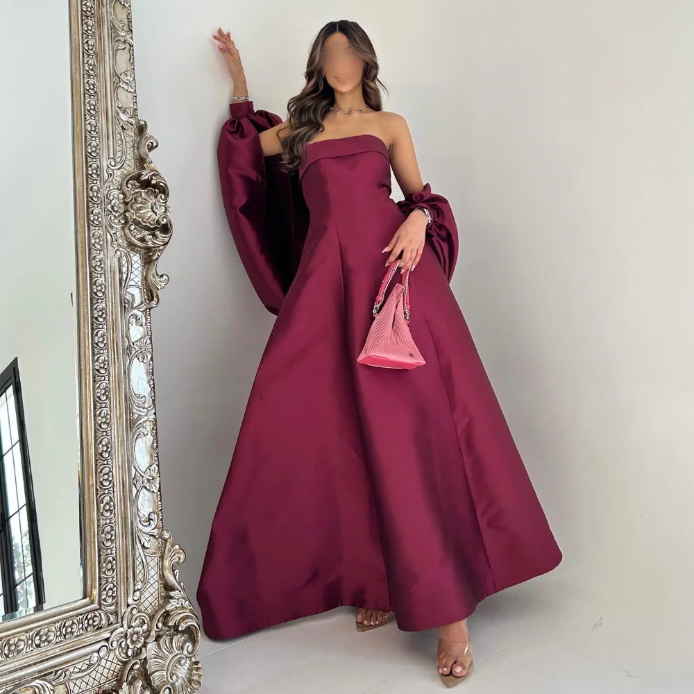 

Long Evening Dresses فساتين سهرة For Sexy Women Vestidos de festa Elegant A-Line Strapless Cocktail Party Prom Ball Gowns