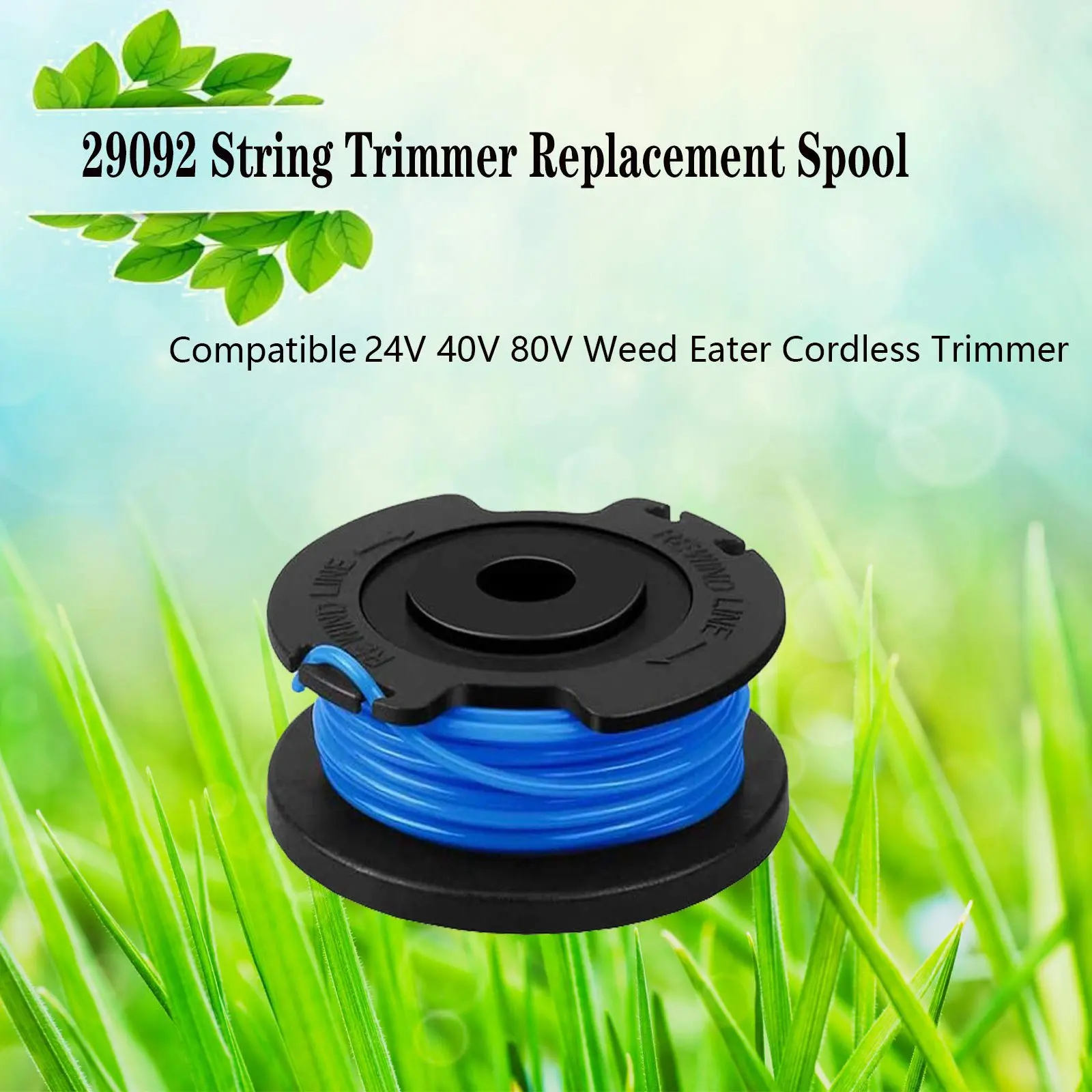 AC88-29252 29092 String Trimmer Replacement Spool Line For Greenworks 24V 40V 80V Weed Eater Cordless Trimmer(8 Spool, 2 Cap)