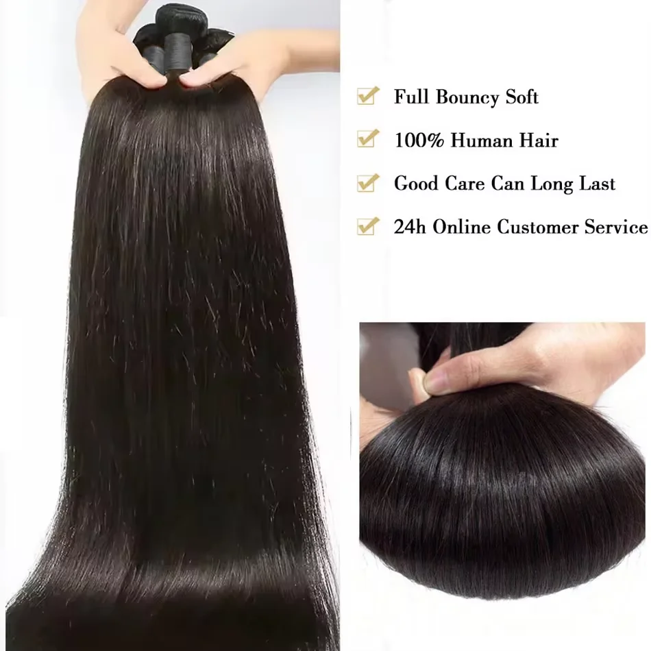 3 حزم وصلات شعر خام صفقة 30 36 بوصة العظام مستقيم غير المجهزة 100% حزم الشعر البشري البرازيلي عذراء اللون الطبيعي