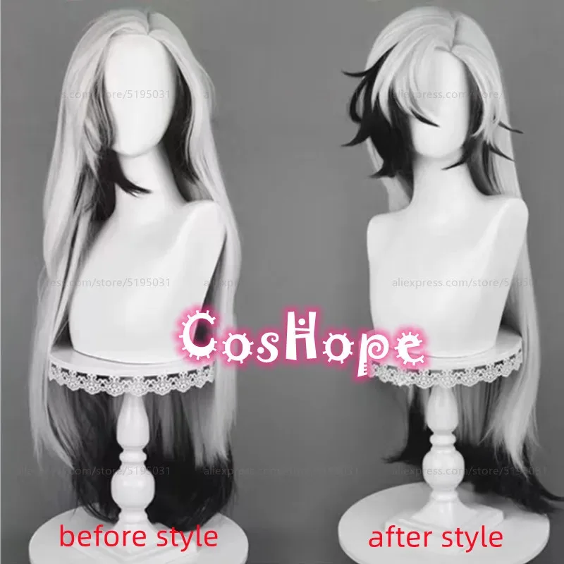 HSR Boothill 92 سنتيمتر طويل مستقيم فضي أبيض أسود شعر مستعار مختلط أنيمي تأثيري الباروكات مقاومة للحرارة Sk ؛ 3,c'5.b;8'