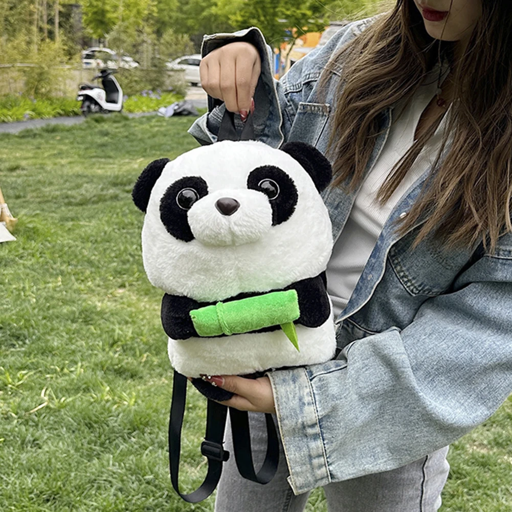 Panda Tier Niedlicher Rucksack Lässiger Plüsch Kindergartenrucksack Mode Einfacher verstellbarer Riemen Kawaii Mädchen Jungen Plüschtasche