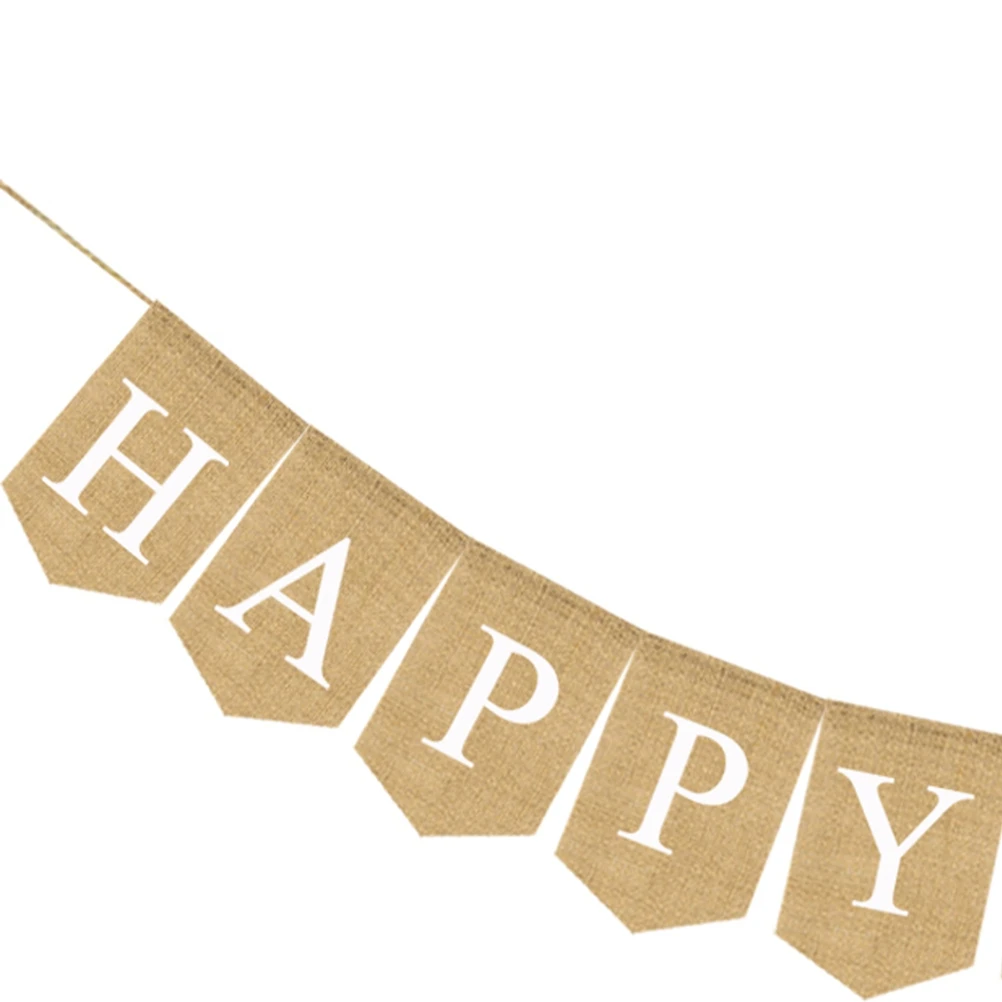 

Easter Pull Flag Banner Jute Non woven Fabric Bunting Bunny Patterned Happy Easter Decor Supplies Party Celebration