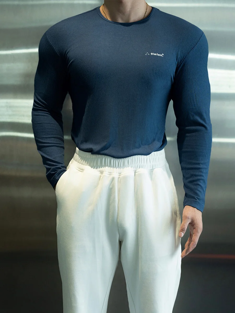 

Мужская облегающая футболка Telen для фитнеса, дышащая, для тренировок, весна-осень, спортивный базовый слой, молодежный тренд