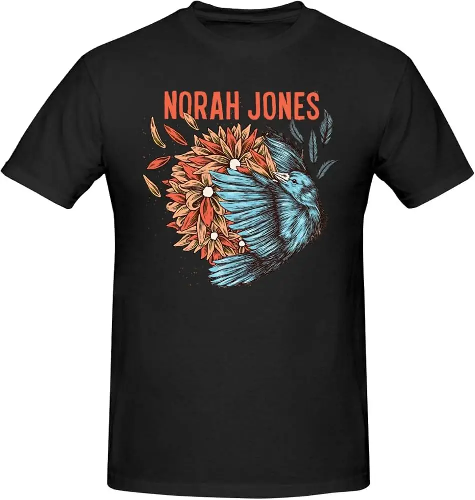 Norah Music Jones Shirt for Man Fashion Soft Breathable Cotton Short Sleeve T-Shirts Classics Casual Crew Neck Tees Black