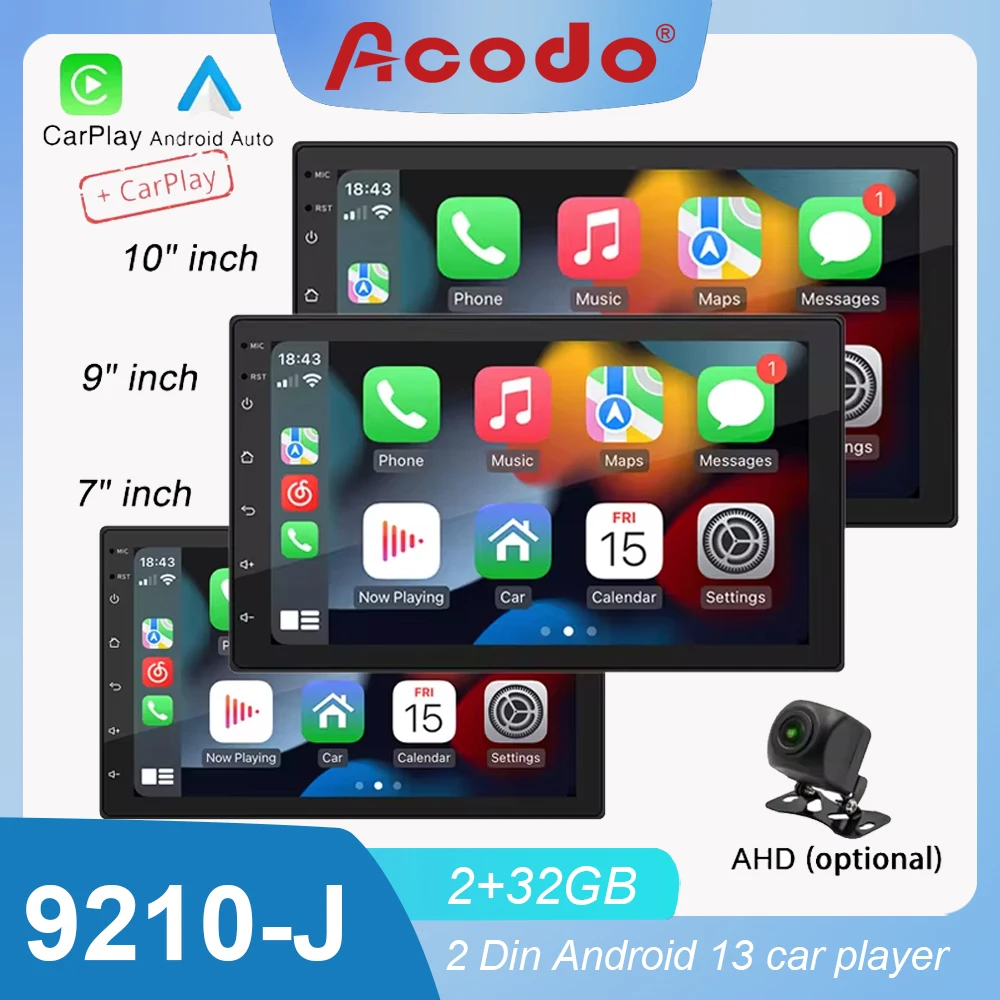 

Acodo 4core 2 Din Car Radio Androidauto Carplay Android 11 4G GPS Car Audio 7"/9"/10" WIFI BT IPS Automotive Multimedia Player