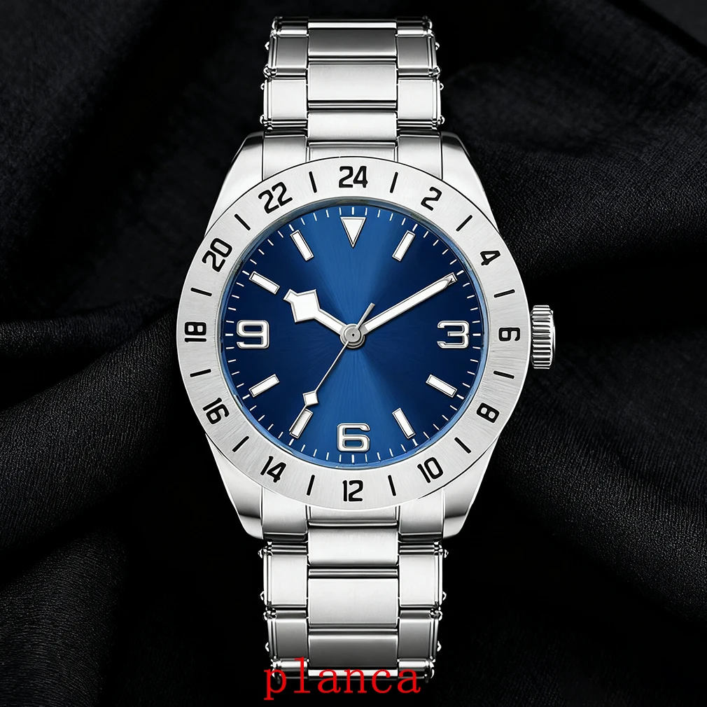 Часы NH35 диаметром 39 мм, серебряные часы из нержавеющей стали с фиксированным безелем и сапфировым стеклом для часов/спеestandardowego логотипа