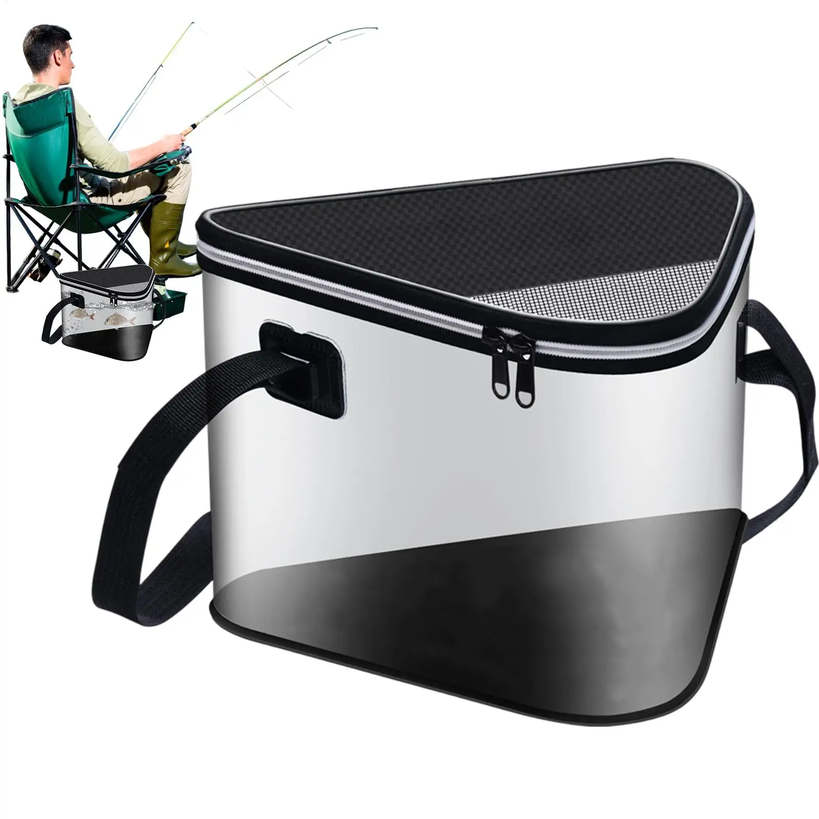 

Ведро для рыболовной приманки, ручка для переноски, 12 л, складное ведро для рыболовной приманки для пикников, кемпинга, вечеринки на открытом воздухе, ручки, озера, море