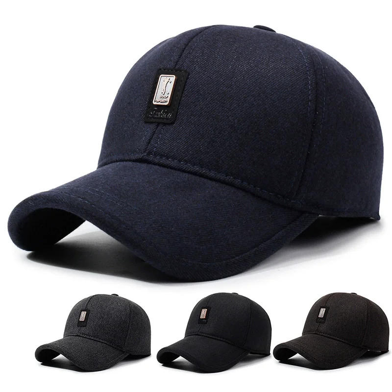 

Men Autumn Winter Hat Outdoor Thick Warm Adjustable Earmuffs Baseball Cap High Quality Fashion Casual Hats