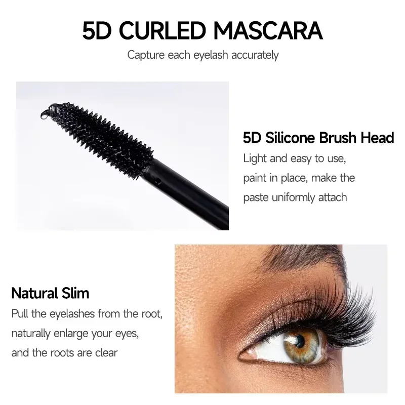 5D-Faser-Mascara, dick, verlängert, langlebig, wasserfest, seidige Wimpern, Schwarz, Braun, Wimpernverlängerung, Make-up, Pro-Augenkosmetik