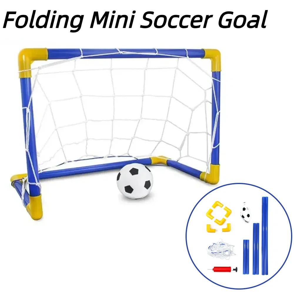 

Folding Mini Football Soccer Ball Plastic Removable Goal Post Net Set High-strength Kids Indoor Outdoor Child Birthday Gift