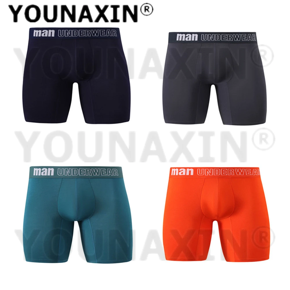 4 Pcs Men's Big Size Underwear Long Boxers Briefs Panties Bamboo Fiber Underpant Undies Knickers M L XL 2XL 3XL 4XL 5XL 6XL 7XL