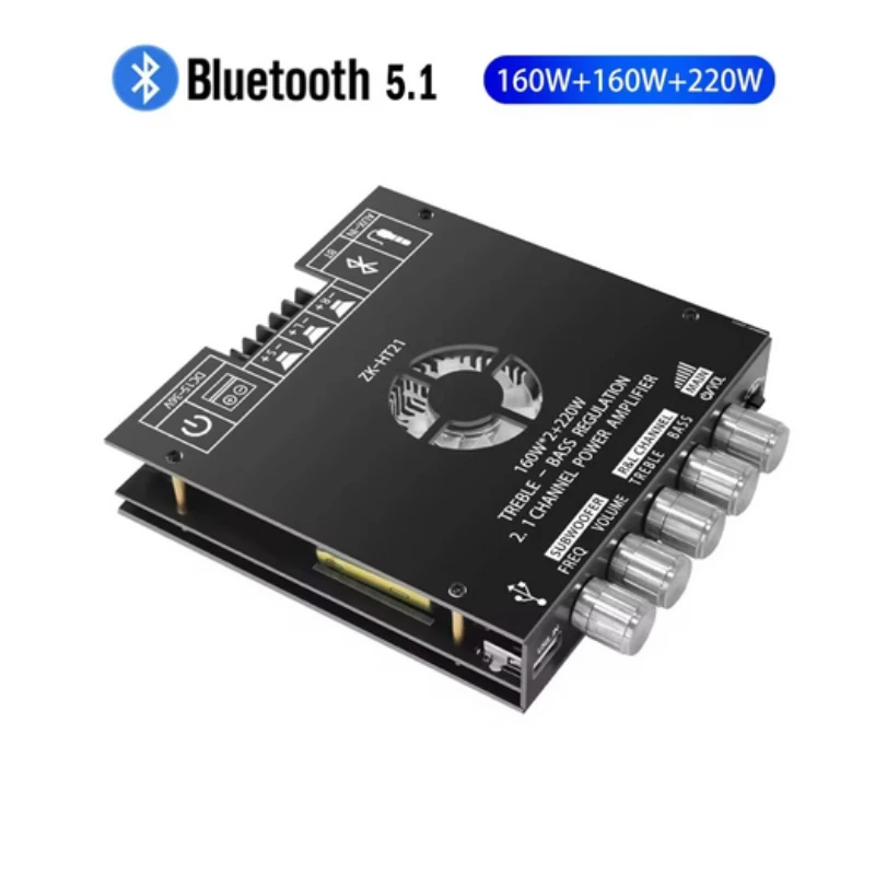 

ZK-HT21 2.1 Channel TDA7498E 160W*2+220W Bluetooth 5.0 Digital Amplifier Module High And Low Tone Subwoofer HIFI sound quality