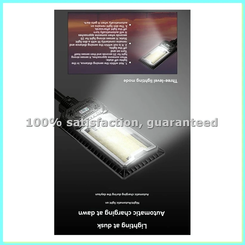 Solar Light Outdoor Garden Lighting Waterproof Super Bright Human Body Induction Street Light with 98 Lamp Beads-ABLA