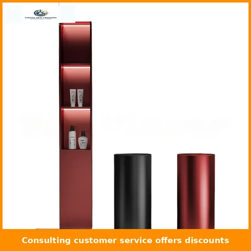 Black metal stainless steel column basin floor-to-ceiling integrated washbasin hotel round washbasin