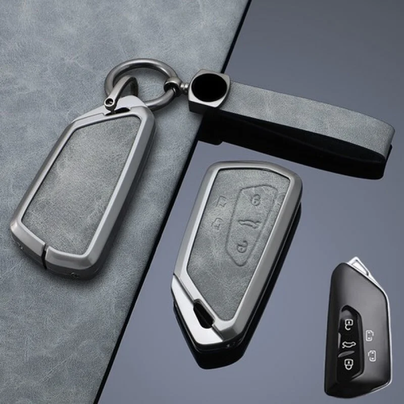 A + سبائك الزنك الجلود مفتاح السيارة فوب غطاء لشركة فولكس فاجن جولف 8 MK8 ID.3 ID.4 Teramon #5