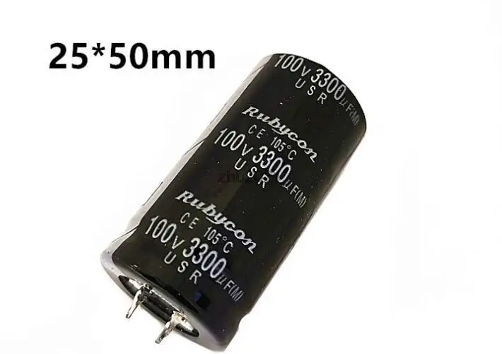 2 قطعة شعاعي مُكثَّف كهربائيًا 100v 3300 فائق التوهج 105C 25x50mm