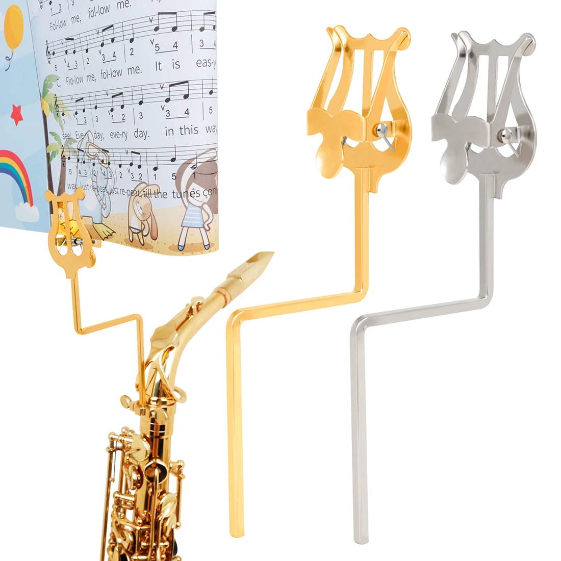 Musical Instrument Score Stand Portable Music Score Clip for Flute/Clarinet/Trumpet/Saxophone/Horn Woodwind Instrument Parts