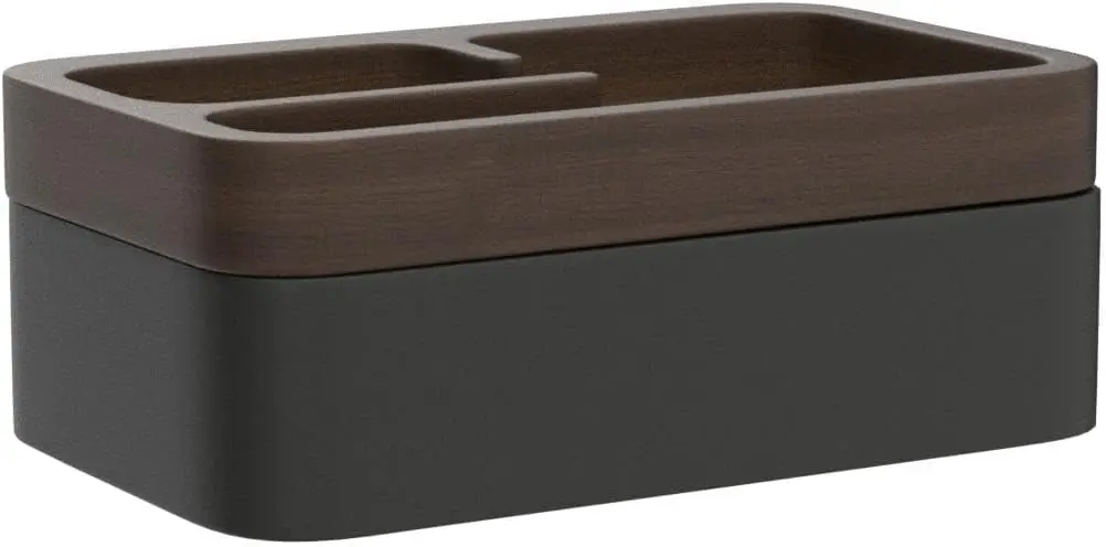 

Revov Tray Box, Edc Valet Tray Box With Authentic Wood Magnetic Rotating Lid, Office Table, Edc Gear Organizer, Home Office,