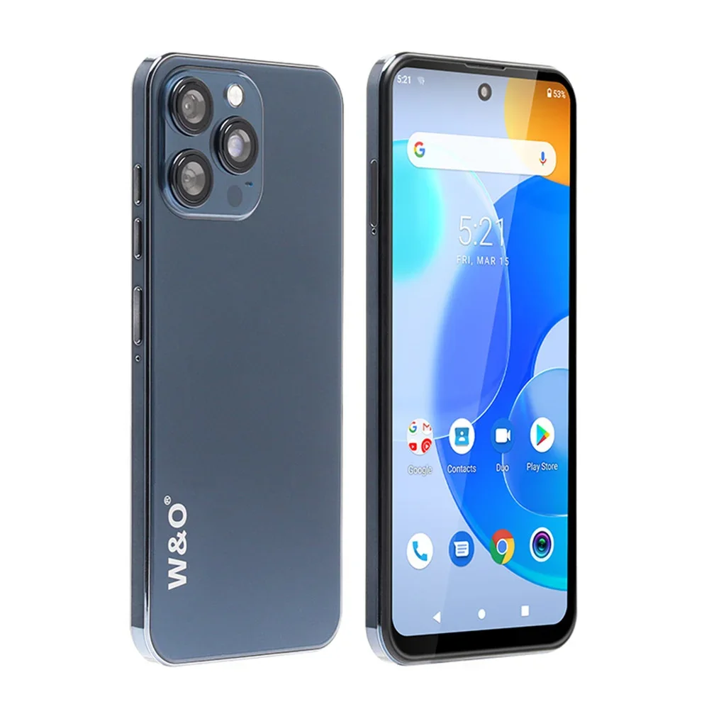 W & O X200 Ultra-cienkie smartfony 4G czterordzeniowy 4GB + 64GB 6.53 Cal HD + wyświetlacz Android 10 telefon komórkowy 13MP 4800mAh bateria Dual SIM