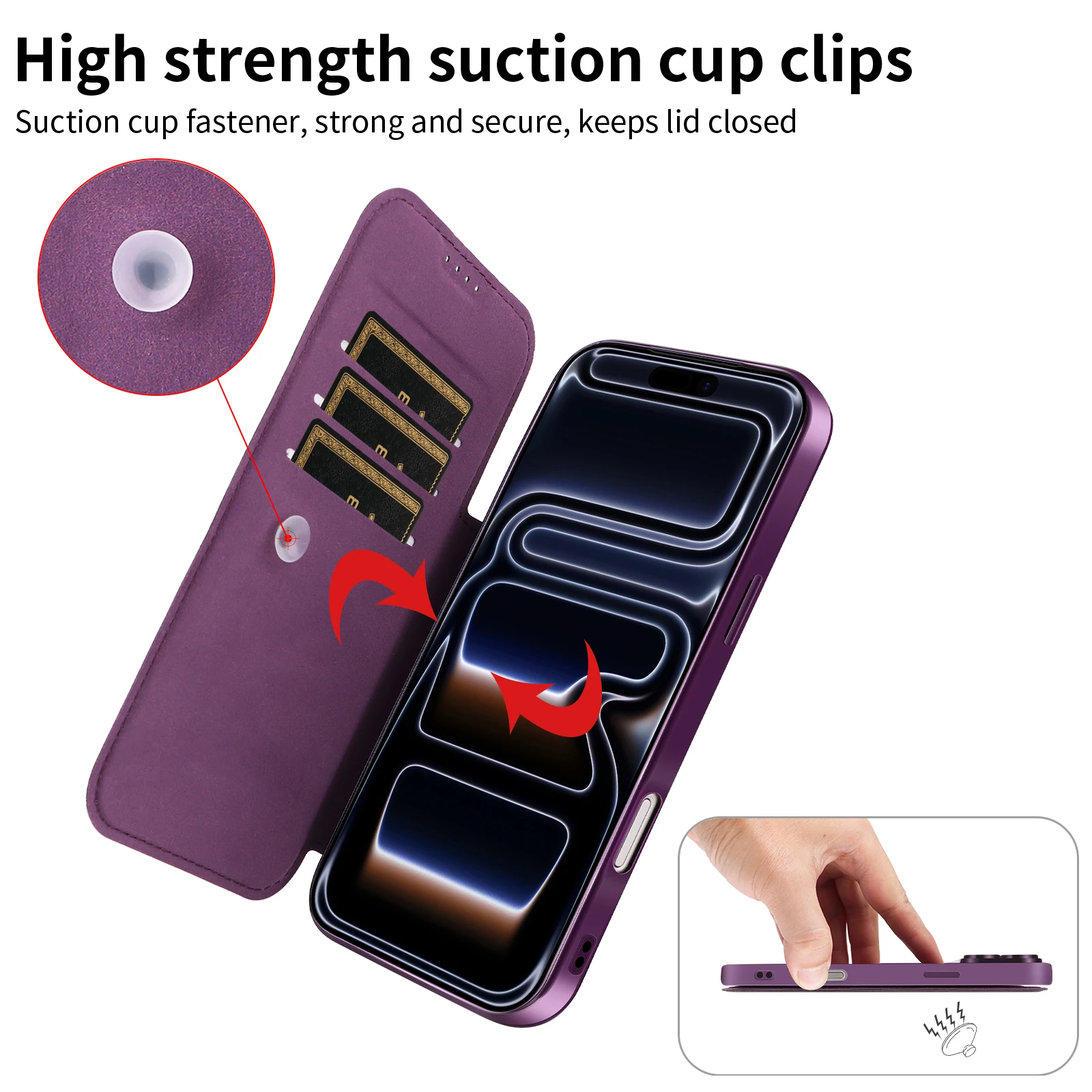 Für iPhone 17 Pro Max Magnetische Handyhülle Flip-Cover Vollschutz-Hülle mit Kartenfach Linsenschutz Kunstleder Sturzsichere Handyschutzhülle – Detail 6