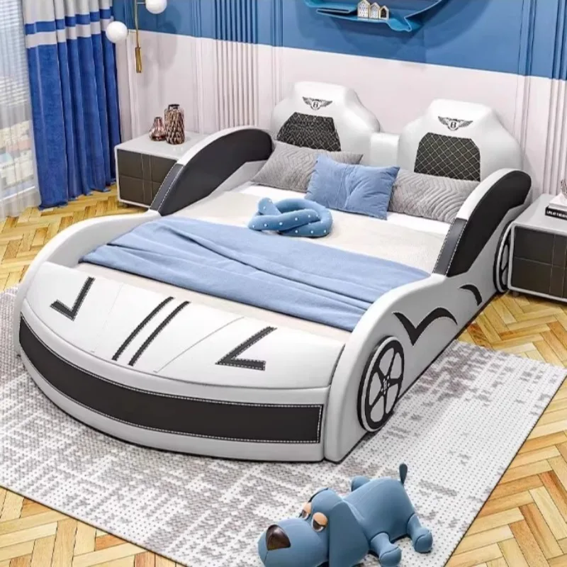 شكل سيارة عادي للأطفال سرير أمان الدرابزين تصميم واحد سرير أطفال روضة أطفال على الطراز الحديث مضاءة أثاث Enfant للمنزل