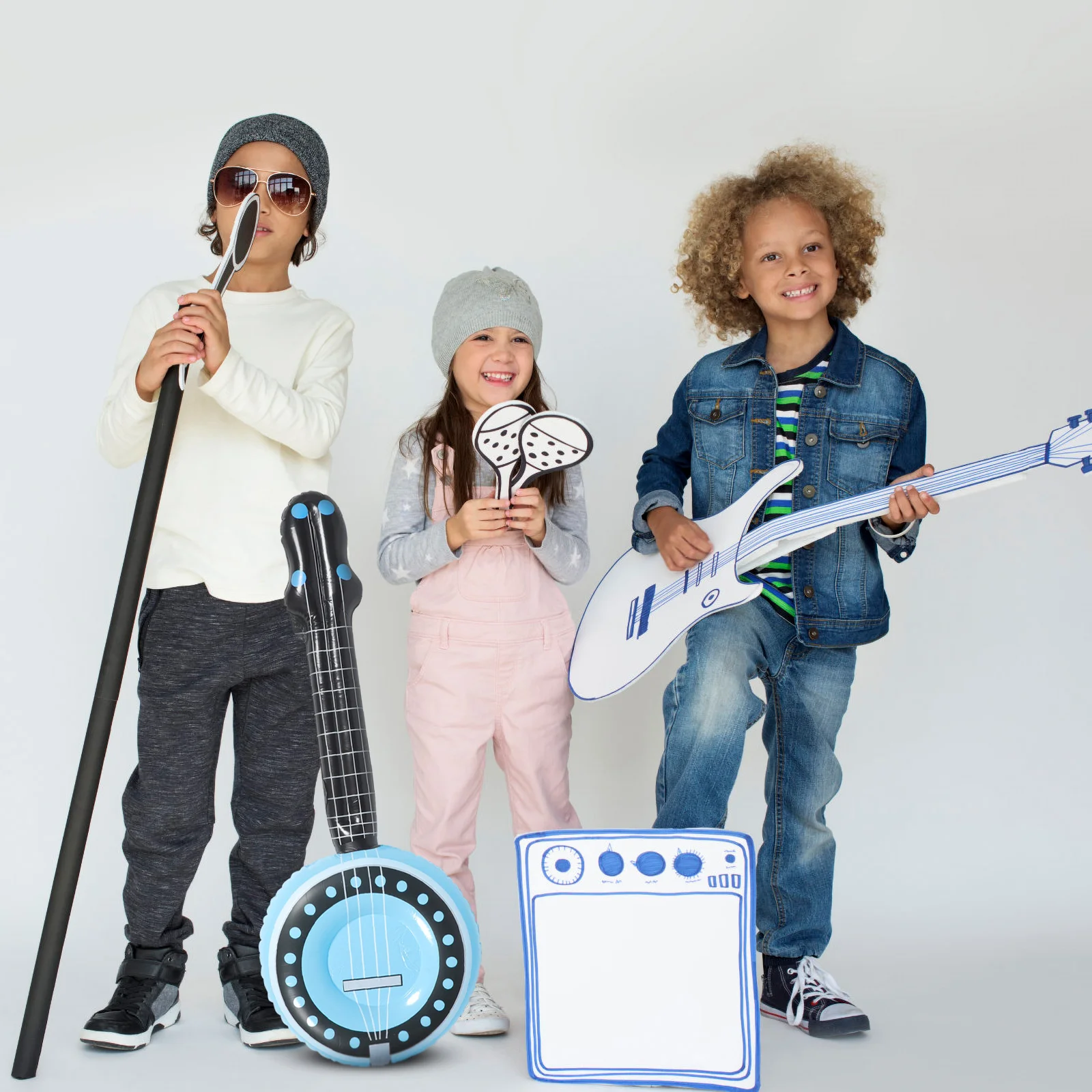 3 Pcs Inflatable Musical Instrument Instruments 80s Toy Banjo Props Kids Trumpet Accessory Supplies Prize
