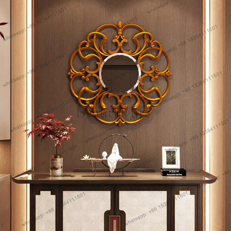 YJ Modern simple wall selfie clothing with clock in square living room home decoration mirror