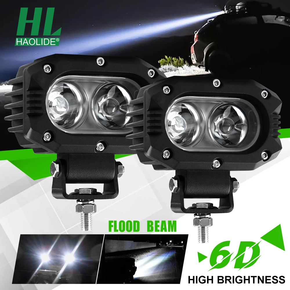 

HAOLIDE 4 Inch LED Work Light Flood Beam Driving Fog Lights Spot Light Bar Super Bright Motorcycle Offroad Trucks ATV SUV UTV