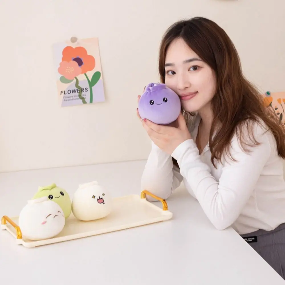 Mini porte-clés en peluche Dummonopole pour enfants, poupées douces amusantes, riz Bao, nourriture du visage, petit pain en peluche cuit à la vapeur, cadeau