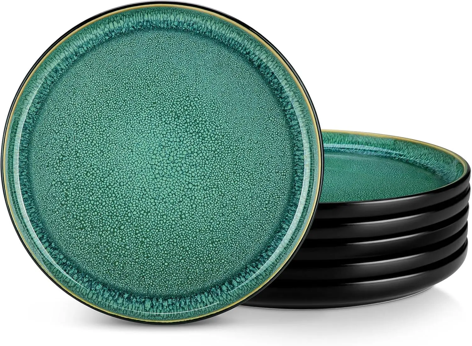 

Набор из 6 керамических обеденных тарелок размером 10,25 дюйма, зеленая посуда, которую можно мыть в посудомоечной машине