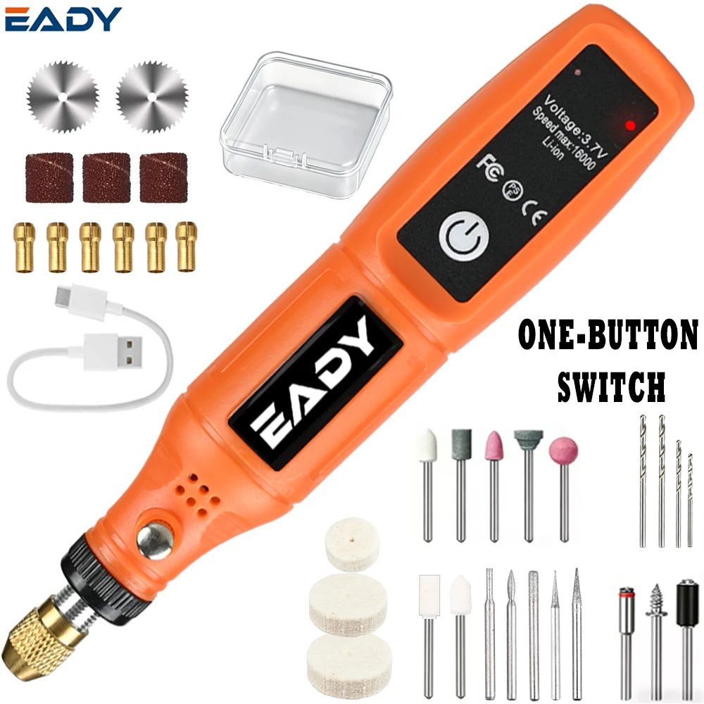 EADY USB Rechargeable Mini Drill – Engraving Rotary Tool for Metal Polishing, Model DIY, Acrylic Carving, Wood, Jewelry, Glass