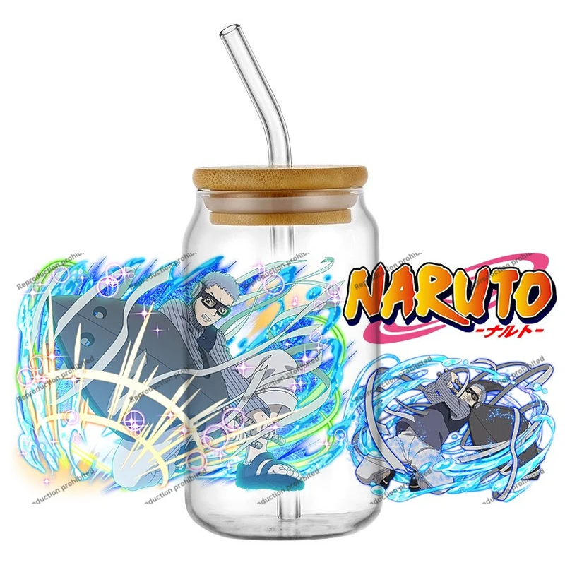 Most popular anime Naruto UV Sticker Party DIY Decals 3D transfers uvdtf stickers 16oz uv dtf tumbler glass cup wraps