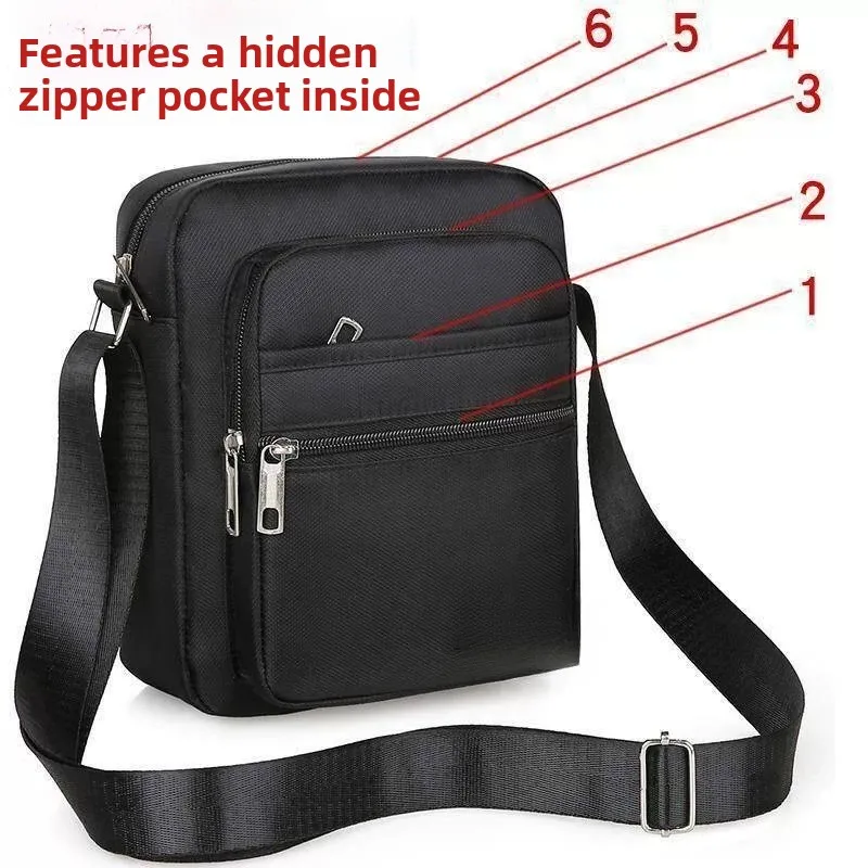 Oxford Cloth Men's Shoulder Bag Casual Canvas Crossbody Business Bag Medium Size Nylon Fabric Internal Waterproof Young Men