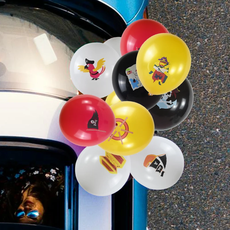 Set di palloncini per feste a tema pirata da 8 pezzi nave pirata decorazione per feste di compleanno nautica Prop palloncino con teschio in lattice
