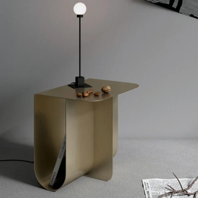 Mini Stainless Steel Sofa Side Table Designer Minimalist Living Room Table Modern Bedside Tables