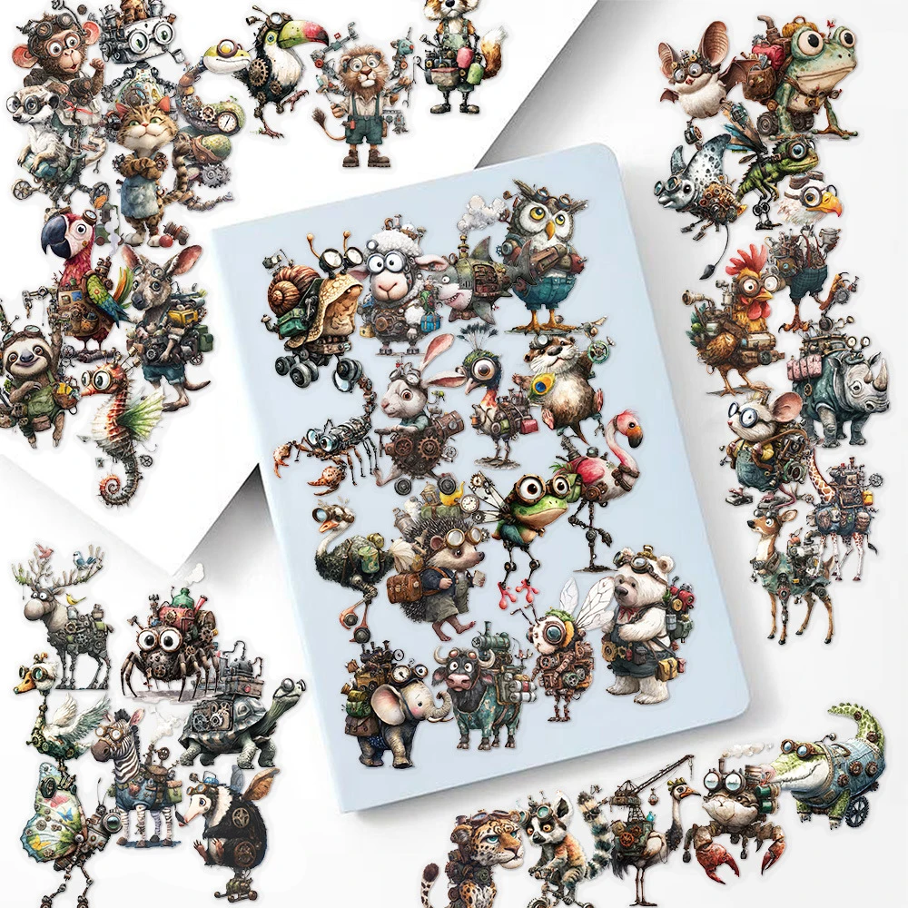 10/30/50pcs Punk Style Mechanical Animal Stickers Cartoon Creative Decals for Kids Toy Laptop Phone Scrapbook Bike Sticker Pack