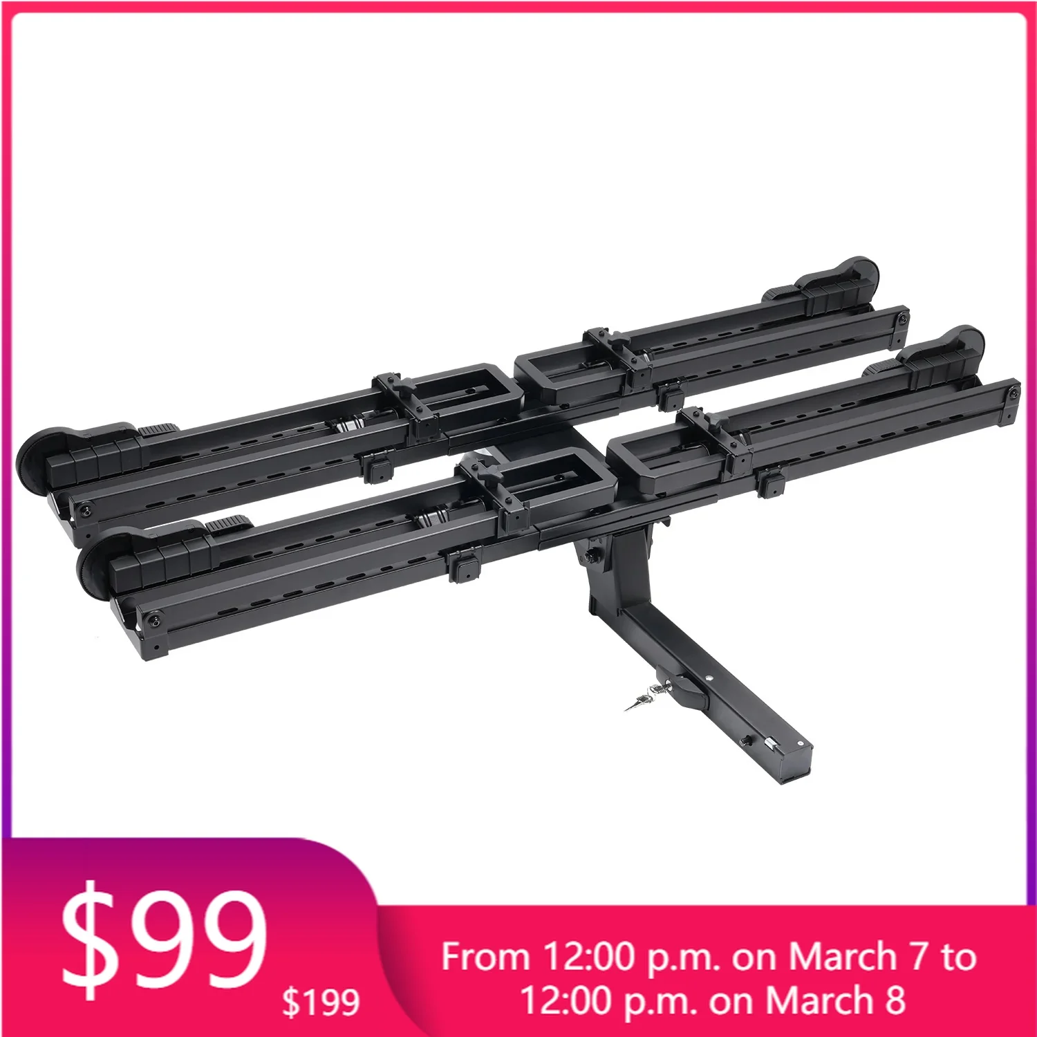 

STLF 100 lb foldable tiltable hitch mount bike rack for 2 bikes